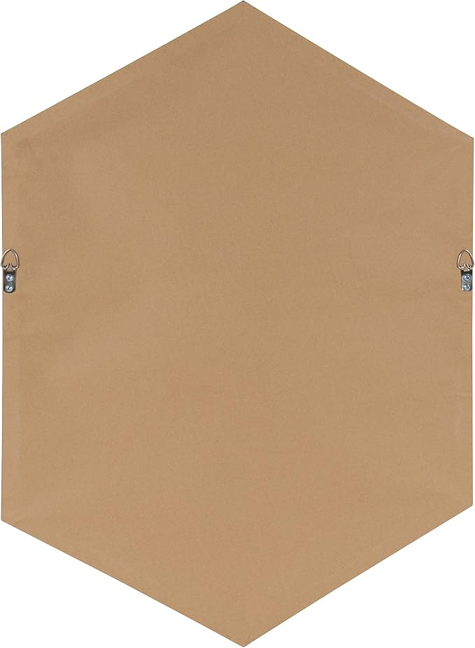 Kate and Laurel Rhodes Mid-Century Modern Hexagon Wall Mirror, Walnut Brown, 31x22-Inches