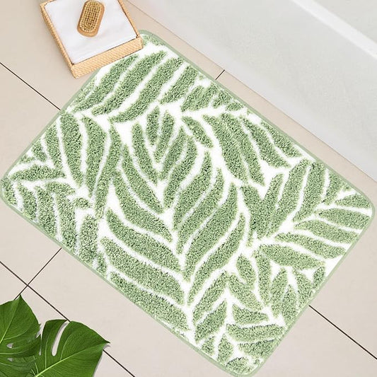 Sage Green Bathroom Rugs - Small Bath Mats for Bathroom Non Slip Sage Green Decor Water Absorbent Bath Rugs for Sink Bathtub Leaf Green Rug 20" x 32"