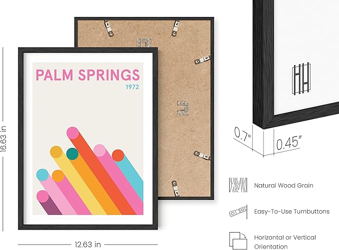 HAUS AND HUES Retro Vintage Poster: Pink Abstract Aesthetic Picture, Colorful Modern City Wall Art, Danish Travel Art Print, Bright Geometric Wall Decor (Black Frame, 12x16)