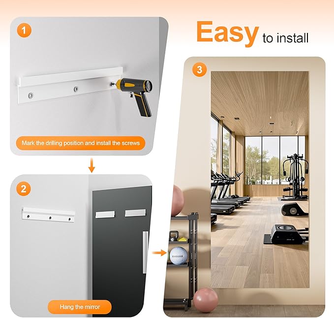 Hasipu Home Gym Workout Mirror 94" L x 39" W-1pcs Large Full Length Mounted Full Body Frameless Mirror for Workout, Yoga, Garage, Bedroom, Dance