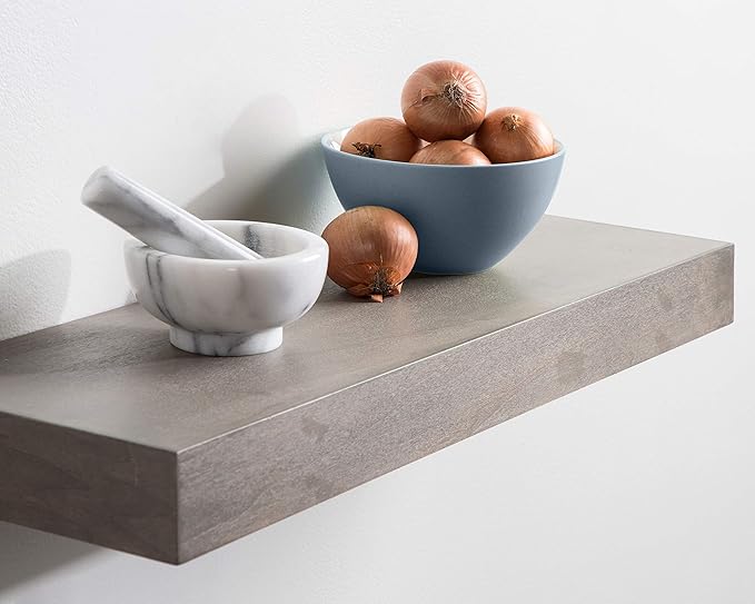 Kate and Laurel Havlock Modern Floating Shelves, Set of 2, Gray, Farmhouse Storage and Display Shelves for Wall