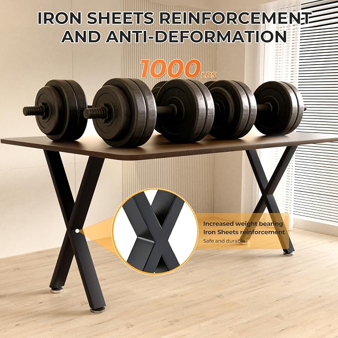 Table Legs 28”H x 16”W Heavy Duty Metal Furniture Legs X Shape for Dining Table Kitchen Table Office Desk Table Base Replacement with Adjustable Feet Pads Screws 1000 LBS Load Black Set of 2