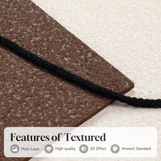 3D Textured Framed Neutral Abstract Wall Art, Modern Beige and Brown Block and Rope Paintings Artwork for Walls, Minimalist Pictures for Living Room Dining Room Bedroom Entryway Wall Decor 24x36 In