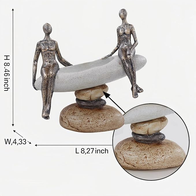 Lescafita Modern Abstract Couple Sculpture – Romantic for Her or Him, Minimalist Wedding or Engagement Present, Home Decor Elegant Figurine Decor for Bedroom, Shelf or Office