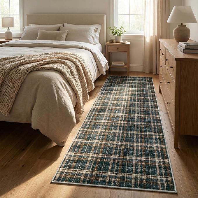 Washable Runner Rug 2x8 Modern Bathroom Rugs Non Slip Kitchen Rugs with Rubber Backing Entryway Rug Soft Non Shedding Stain Resistant Carpet for Laundry Hallway Bedside 2'x8'