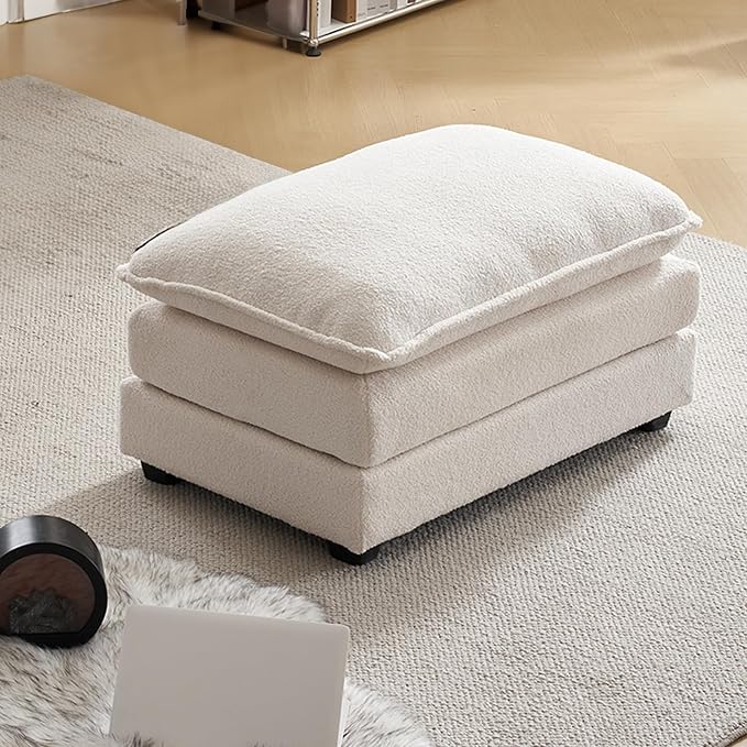 VINGLI 36.6" Big Cloud Comfy Ottoman Teddy Fleece White