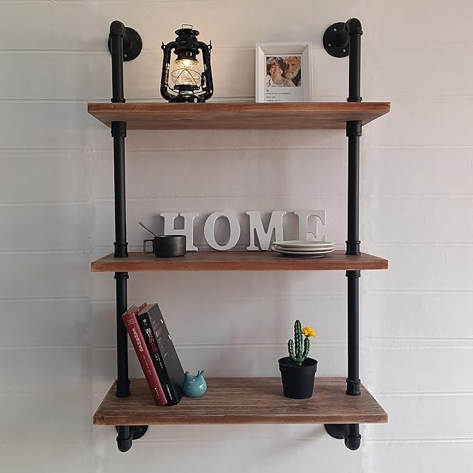 HDDFER Industrial Pipe Shelving Bathroom Shelves Over Toilet 24 Inch,Rustic Wall Shelves,Industrial Floating Shelves for Wall Pipe Shelf Farmhouse Shelf for Kitchen