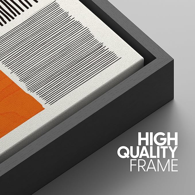 SIGNWIN Framed Canvas Print Wall Art Set Mid-Century Bright Color Block Collage Abstract Shapes Illustrations Minimalism Bohemian Decorative for Living Room, Bedroom, Office - 16"x24"x3 Black
