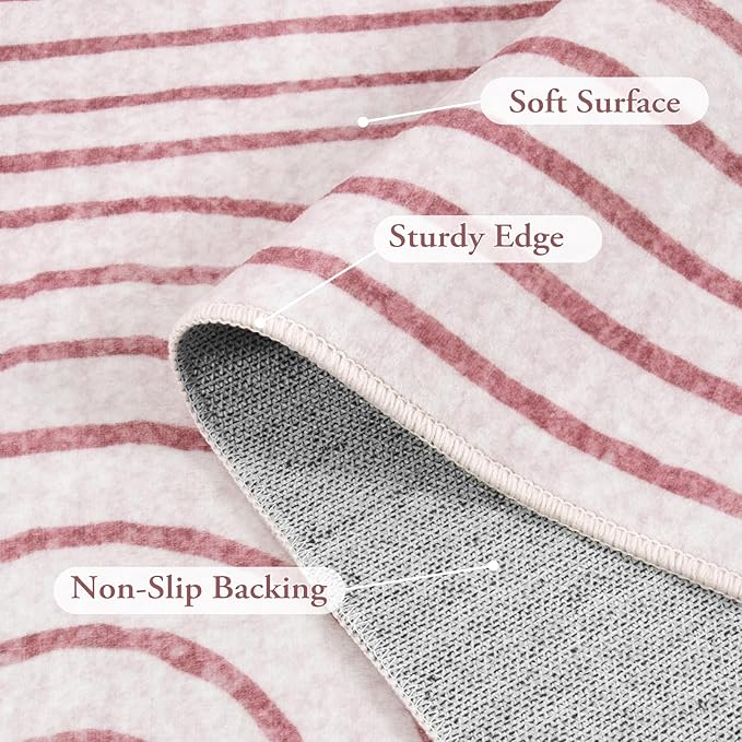 Lahome Abstract 8x10 Area Rugs, Soft Pink 8x10 Rugs for Living Room Bedroom Girls, Ultra-Thin Non-Shedding Accent Large Carpet for Office Dining Room Darrell (8x10ft,Pink)