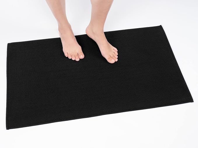 Cotton Paradise 100% Cotton Turkish Bathmat Rug, Soft Absorbent Quick Dry Non Slip, 20x34 Bathmat Rug, Coal Black