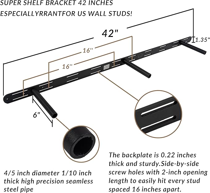 Rusitc Floating Shelves 48 inch Long 8 "deep Set of 1, Heavy Duty Wood Wall Mounted Shelves for Bathroom Living Room Kitchen,Book Shelves with Thickened Hidden Bracket-Walnut