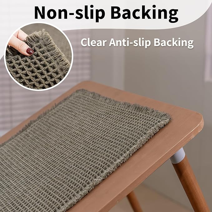 Waffle Bath Mat - Boho Bathroom Rugs Non Slip Washable, Super Absorbent & Quick Dry, Small Bath Mats Farmhouse Bathroom Decor, 18'' x 30'', Olive Green