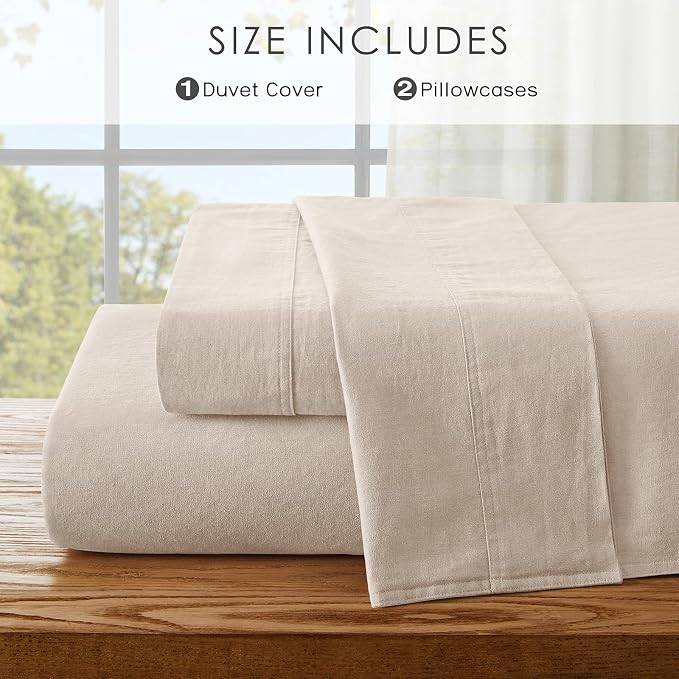 3Pcs Organic Linen Duvet Cover King Size, 100% French Linen from Normandy, Soft & Durable Tannish Linen Grey Bedding Set Comforter Cover with 2 Pillowcases, 1 Duvet Cover with Zipper