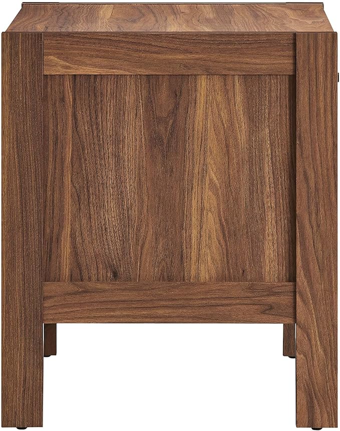 Modway Capri Mid-Century Modern Wood Grain Nightstand Bedside Table in Walnut, Side Table with Drawer, Nightstand with Storage