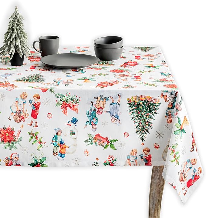 Maison d' Hermine Table Cloth Rectangle Table 100% Cotton 70 x 108 Inches Fall Tablecloth Reusable Everyday Use for Thanksgiving Christmas Decorations Dining Farmhouse Party (Chromo)