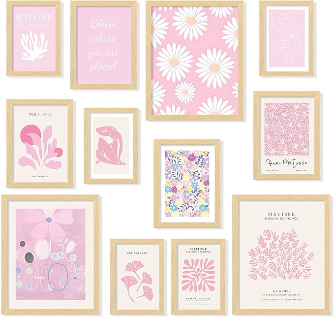 97 Decor Pink Wall Decor Aesthetic Pictures - Matisse Wall Art Pink Posters for Room Aesthetic, Abstract Danish Pastel Prins, Light Pink Dorm Wall Decor for College Girls Bedroom (8x10 Unframed)