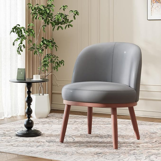 Accent Chair Mid-Century Modern Chair PU Leather Upholstered Armless Chair Set of 1, Suitable for Living Room, Bedroom, Balcony,Dark Gray