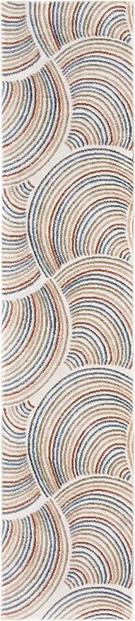 Nourison Home Astra Machine Washable Ivory Multicolor 2'2" x 12' Area Rug - Easy Clean, Non Shedding, Bed Room, Living Room, Dining Room, Kitchen (12' Runner)