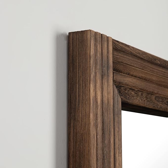 YOSHOOT Hand-Made Wooden Spliced Wall Mirror for Bathroom, Rustic Farmhouse Vanity Mirror, Décor Wall Art, Solid Wood Frame, Vertical or Horizontal Hanging