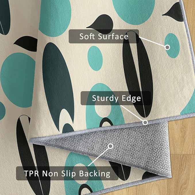 Mid Century Modern Rug Large 8x10 Geometric Retro Abstract Pattern Area Rugs for Living Room, Bedroom, Mid Century Modern Home Decor Accessories Indoor Carpet, Non Slip & Machine Washable