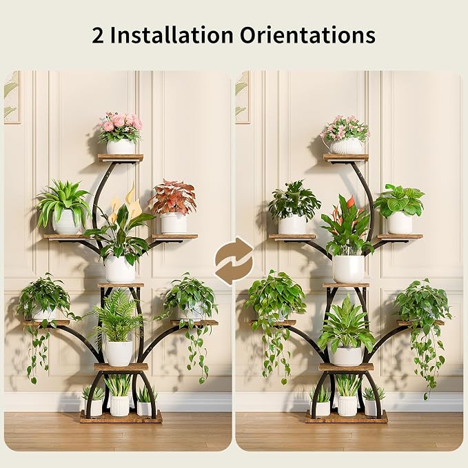 CODACE Plant Stand Indoor with Grow Lights, 6 Tiered Plant Shelf Indoor, 50" Corner Plant Stands for Indoor Plants, Lighted Tree-Shaped Plant Holder, Tall Flower Display Rack for Living Room