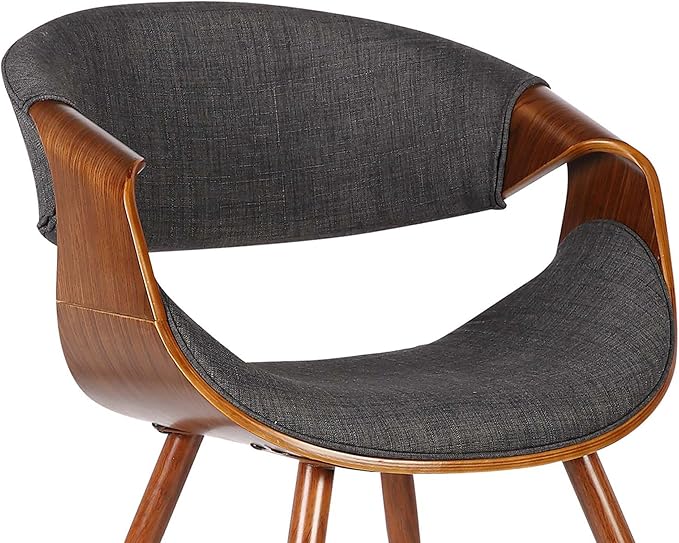 Armen Living Butterfly Mid-Century Dining Chair in Walnut Finish and Charcoal Fabric - Set of 2