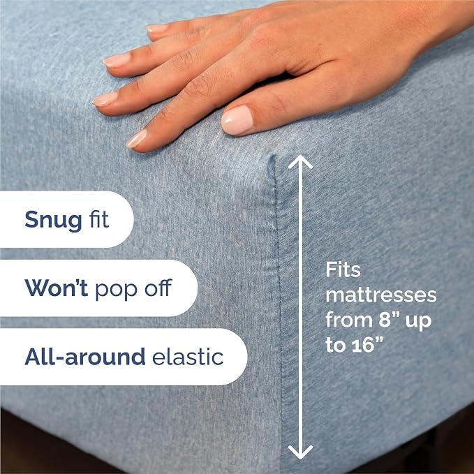 Split King Size 5 Piece Sheet Set - Comfy Breathable & Cooling Sheets - Hotel Luxury Bed Sheets for Women & Men - Deep Pockets, Easy-Fit, Soft & Wrinkle Free Sheets - Heathered Blue Oeko-Tex Sheets
