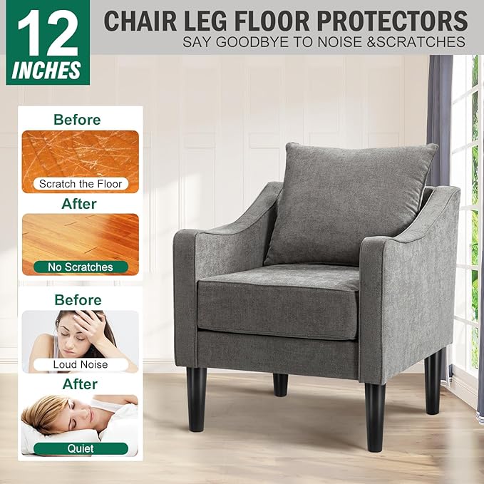 FoDau770 Black Rubber Wood Furniture Legs 12 Inches, Straight Tapered Wood Feet Mid Century Sofa Legs Set of 4, 5/16" UNC Furniture Feet for Cabinet Couch Dresser Chair Ottoman Table