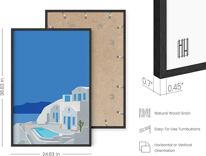 HAUS AND HUES Travel Poster - Greece Mediterranean City Art, European Scenic Wall Decor (Black Frame, 24x36)