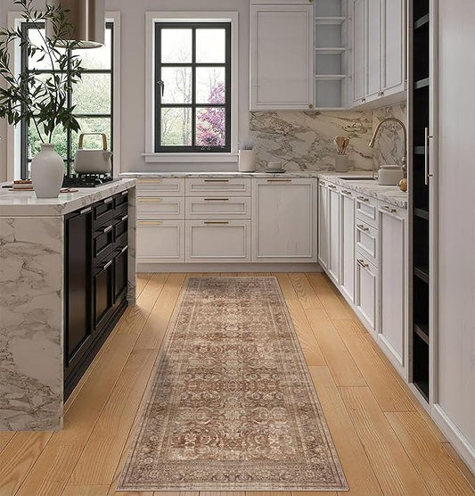 vivorug Runner Rug 2'x8' Vintage Washable Non-Slip Runners for Hallways Kitchen Entryway Laundry Room Carpet Hallway Runner Brown