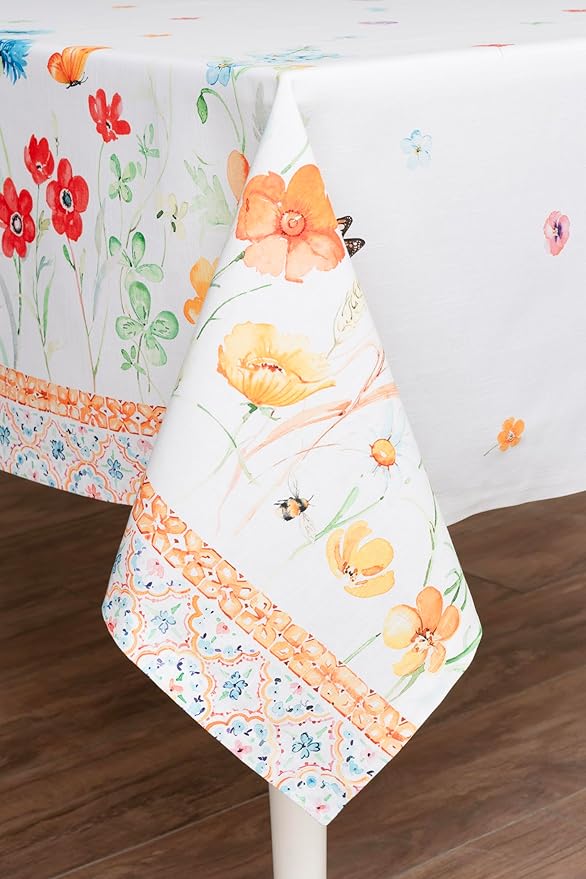 Maison d' Hermine Table Cloth Rectangle Table 100% Cotton 70 x 120 Inches Tablecloth Reusable Decorative for Dining Room Farmhouse Home Valentines Day Decorations Spring Summer - Summer Whisper