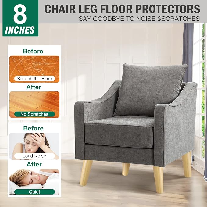 FoDau770 Rubber Wood Furniture Legs 8 Inches, 5/16" UNC Slant Tapered Wood Feet Mid Century Sofa Legs, Wooden Furniture Feet Replacement Parts for Cabinet Couch Dresser Chair Ottoman Table