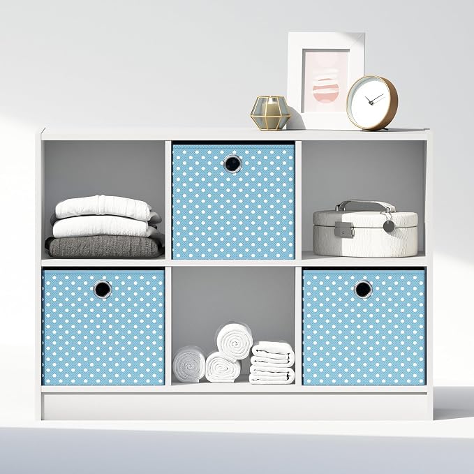 Furinno Cubic Closet Organizers and Storage, 6-Cube Closet Organizer with Bins, Open Shelf Storage, for Wardrobe, Bedroom, Living Room, White