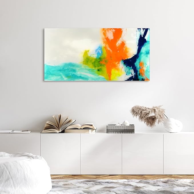 Empire Art Direct TMP-108453-2448 Tidal Abstract 1 Frameless Free Floating Tempered Glass Panel Graphic Wall Art, 48" x 24" x 0.2", Ready to Hang