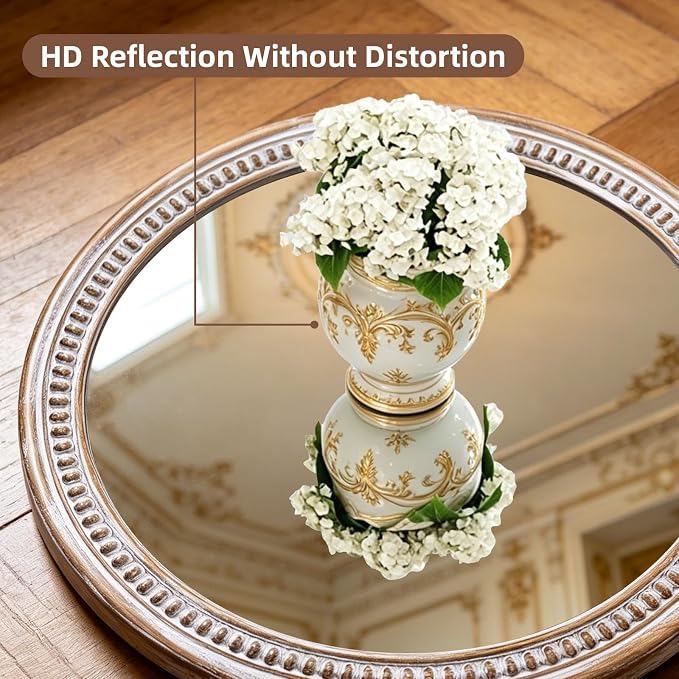 HOITUZYUS Round Wood Mirror 36 Inch Rustic Farmhouse Circle Wall Mirrors for Wall Decor, Bathroom, Vanity, Entryway Living Room