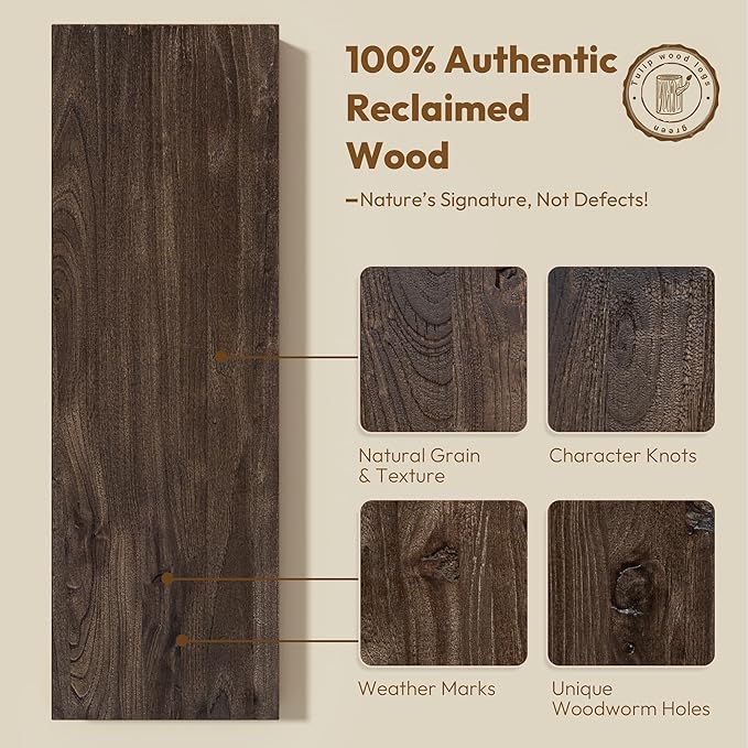 Vivelove Elm Wood Floating Shelves, Wooden Shelves for Wall with Invisible Bracket for Living Room Bedroom Bathroom Office Book, Rustic Farmhouse Display Shelf, 48 Inch Set of 1- Dark Walnut