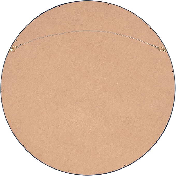 Kate and Laurel Travis Round Wood Wall Mirror, 25.6" Diameter, Navy Blue, Modern Wall Décor Accent