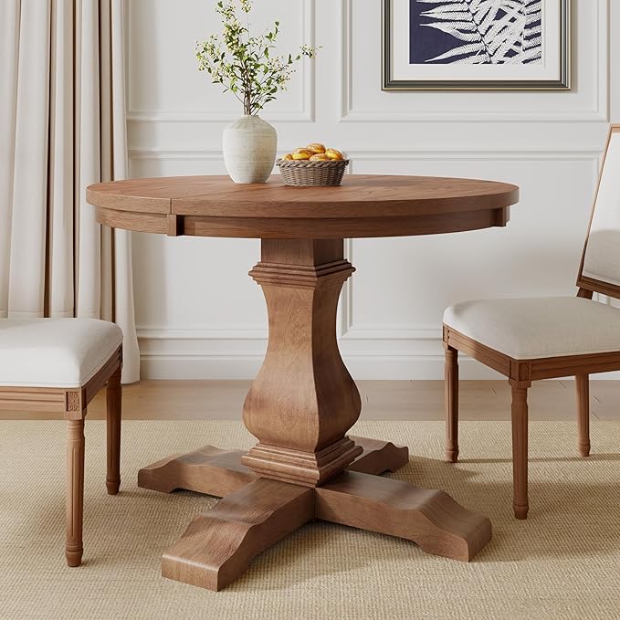 Christopher Knight Home Tokin Extendable Dining Room Table for 6, Wooden Round Expandable Kitchen Table, Vintage Oval Dining Table for Dining Room Kitchen, Walnut