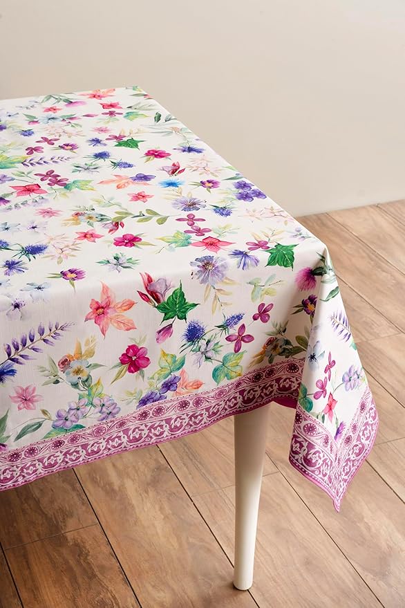 Maison d' Hermine Table Cloth Square Table 100% Cotton 54 x 54 Inches Tablecloth Reusable Decorative for Dining Room Farmhouse Home Valentines Day Decorations Spring Summer - Chardon