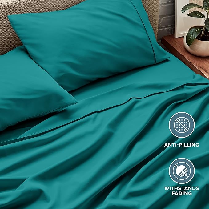 Bare Home Full Sheet Set - 1800 Ultra-Soft Microfiber Full Bed Sheets - Double Brushed - Deep Pockets - Easy Fit - 4 Piece Set - Bedding Sheets & Pillowcases (Full, Emerald)