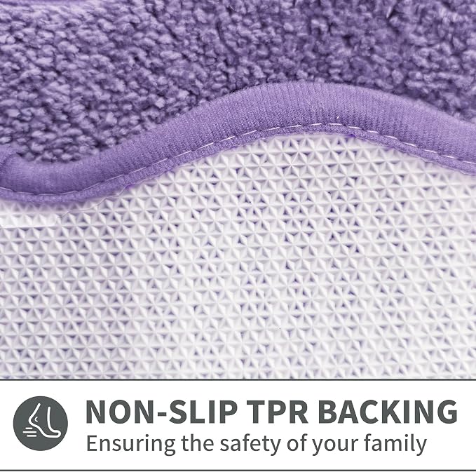 Cute Scalloped Purple Bathroom Rugs Mat,Non Slip Absorbent Quick Dry Bath Mats for Shower Room,Microfiber Bath Mats for Bathroom Floor Washable Carpet for Shower Tub Sink Bedroom,20"x32"