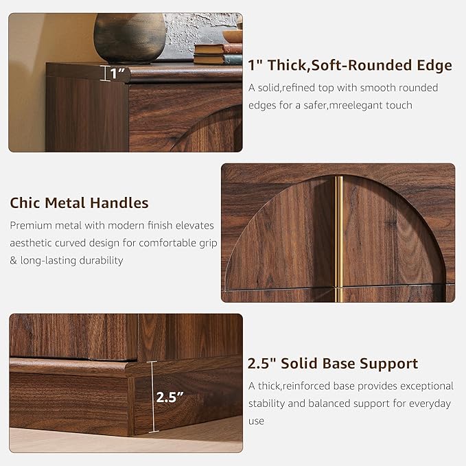 ACCOHOHO Buffet Cabinet with Storage & Arched Doors, 31.5 Inch Wood Sideboard W/Adjustable Shelf, Modern Coffee Bar Tables Accent Cabinets for Living Room,Kitchen or Entryway (Brown, 2 Piece)