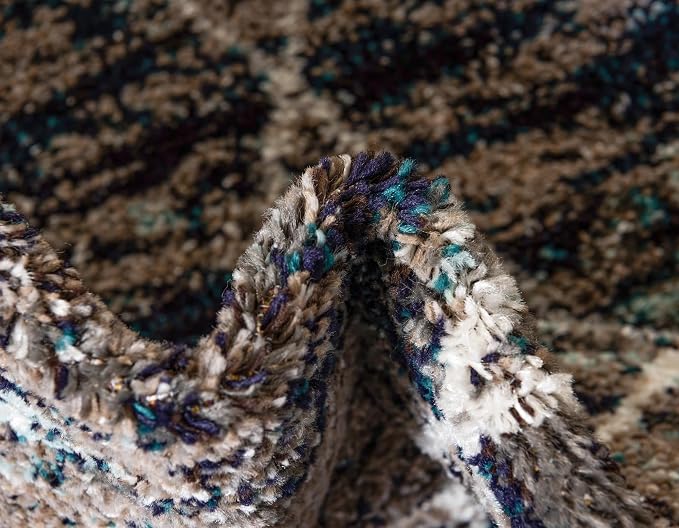 Unique Loom Trellis Frieze Collection Area Rug - Geometric (4' x 6' Oval, Blue Multi/ Ivory)