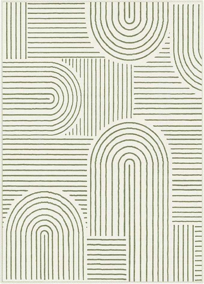Lahome Abstract 10x14 Area Rugs for Living Room Bedroom, Soft Large Washable Rugs, Ultra-Thin Non-Slip Modern Dining Room Rug Non-Shedding Accent Carpet for Office Darrell, Green