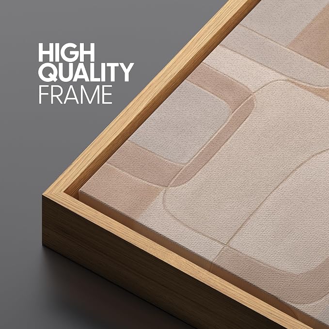 SIGNLEADER Framed Canvas Print Wall Art Neutral Beige Soft Geometric Abstract Illustration Modern Art Decorative Zen for Living Room, Bedroom, Office - 24"x36" NATURAL