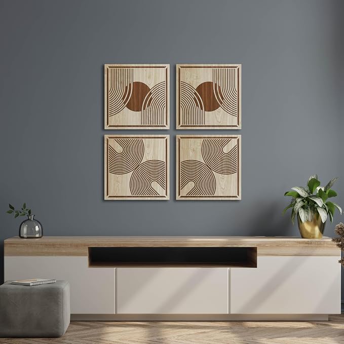 Eclectic Mid Century Wood Signs, Vintage Inspired Maximalist Wood Wall Art, Wall Accent for Trendy Living Room, Office and Bedroom