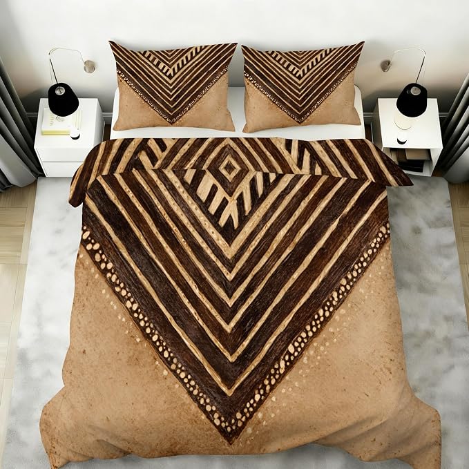 Boho Aktez Duvet Cover Twin Size, Southwestern Bedding Set 3 Piece, Vintage Geometric Patterned Comforter Cover with Zipper Soft Microfiber, 2 Pillowcases