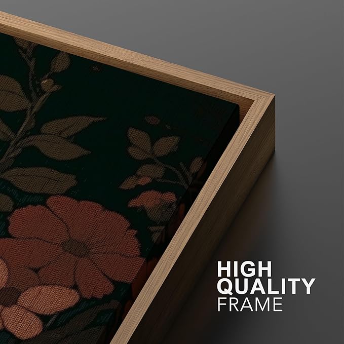IDEA4WALL Framed Canvas Print Wall Art Set Vintage Wildflower Botanical Dark Green Floral Illustrations Modern Art Decorative Bohemian Calm/Zen for Living Room, Bedroom, Office - 16"x24"x2 Natural