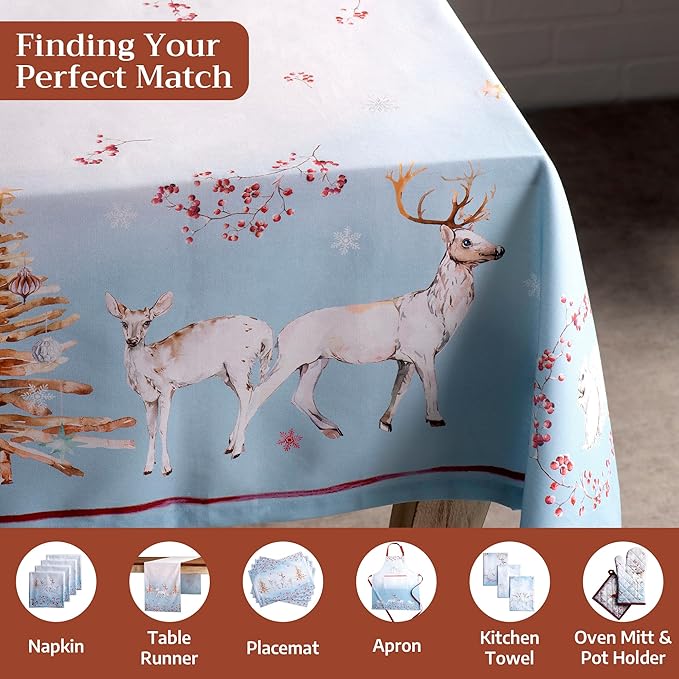 Maison d' Hermine Table Cloth Square Table 100% Cotton 60 x 60 Inches Fall Tablecloth Reusable Everyday Use for Thanksgiving Christmas Decorations Dining Farmhouse Party (Fairy Tale Forest)