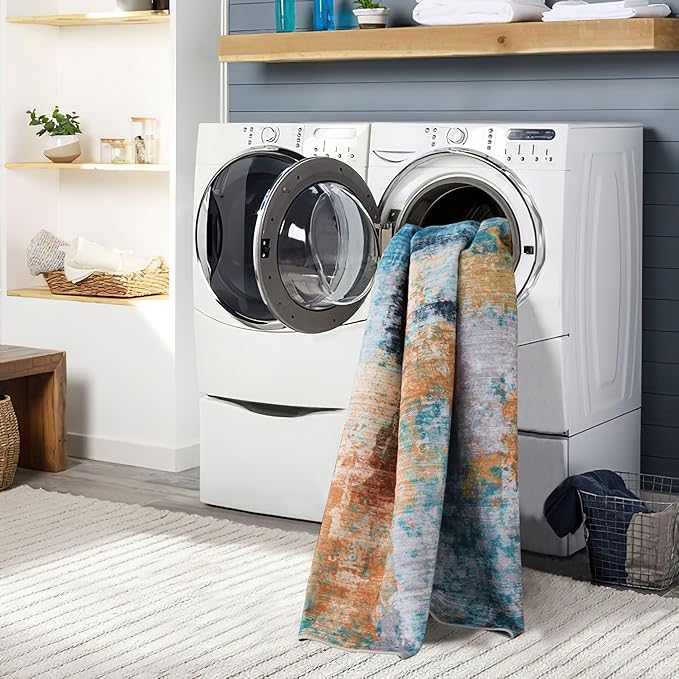 vivorug Washable Rug, Ultra Soft Area Rug 3x5, Non Slip Abstract Small Rug, Stain Resistant Rugs for Living Room Bedroom, Modern Fluffy (Rosy Clouds, 3'x5')